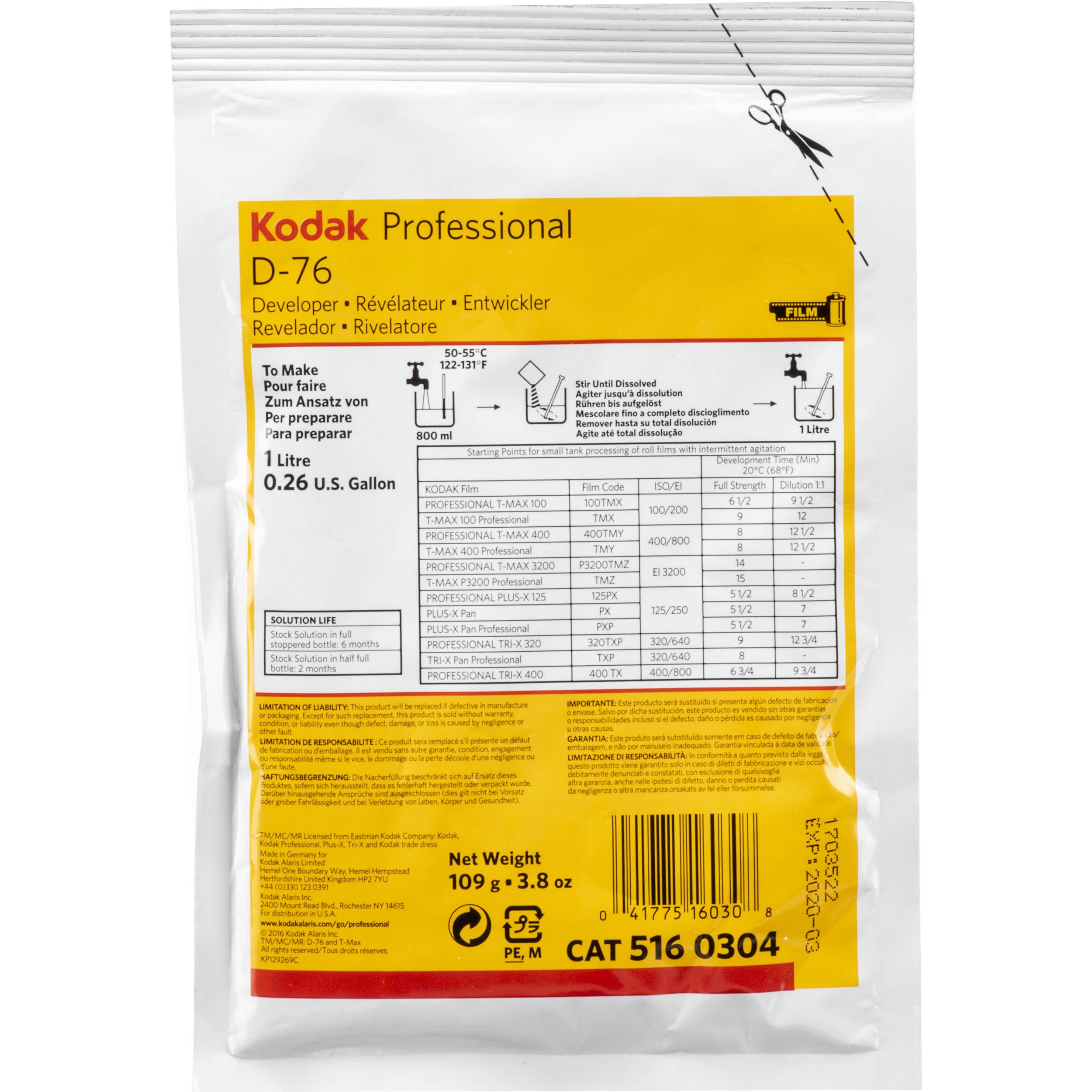 D76 Developer (Powder) (Kodak) (To Make 1L) Black & White Photographics